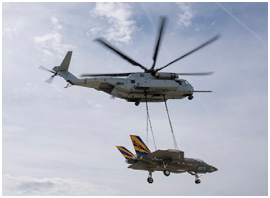 Pax River ITF and VMX-1 work collaboratively to accomplish the aerial transportation of a non-flying F-35C test asset, CF-1, via a CH-53K piloted by VMX-1's LtCol Adam Horne April 24, 2024. The airframe was transported from Pax River, MD, to Lakehurst, NJ, where it will later be used for carrier suitability barricade testing.