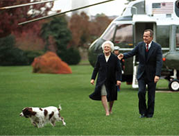 P37952-18  President and Mrs. Bush arrive on the White House South Lawn from Camp David. 08 November 1992 Photo Credit:  George Bush Presidential Library and Museum