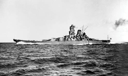 (Japanese battleship, 1941-1945) Running trials, 30 October 1941. This photograph was seized by Occupation Authorities in Japan following the end of World War II.  Official U.S. Navy Photograph, now in the collections of the National Archives.
