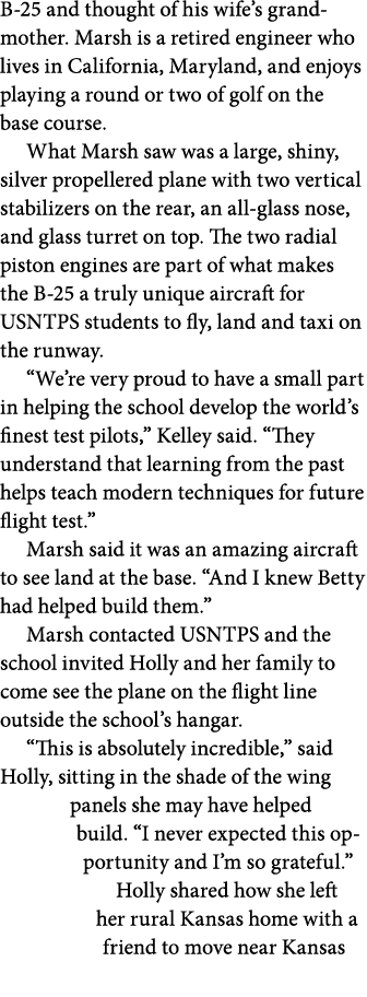 B 25 and thought of his wife’s grandmother. Marsh is a retired engineer who lives in California, Maryland, and enjoys...