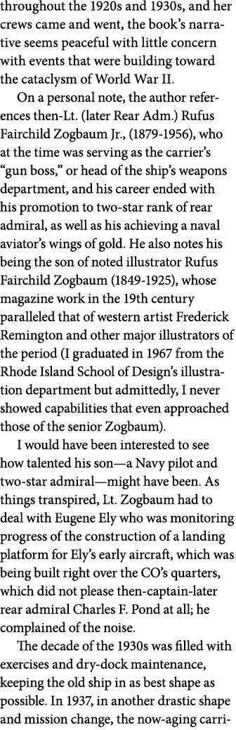 throughout the 1920s and 1930s, and her crews came and went, the book’s narrative seems peaceful with little concern ...