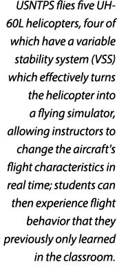 USNTPS flies five UH 60L helicopters, four of which have a variable stability system (VSS) which effectively turns th...
