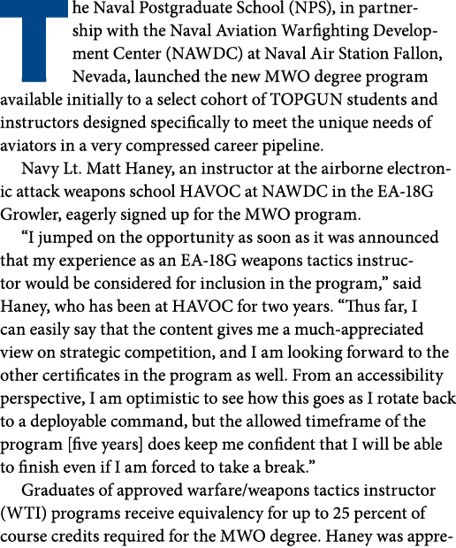 The Naval Postgraduate School (NPS), in partnership with the Naval Aviation Warfighting Development Center (NAWDC) at...