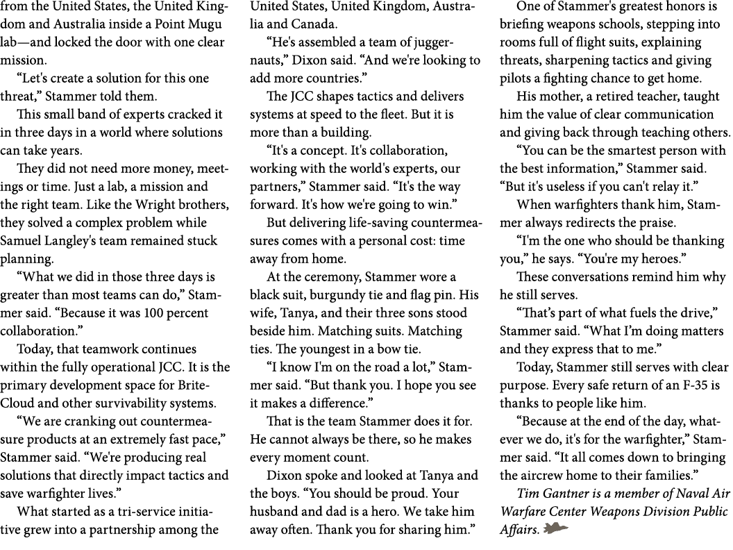 from the United States, the United Kingdom and Australia inside a Point Mugu lab—and locked the door with one clear m...