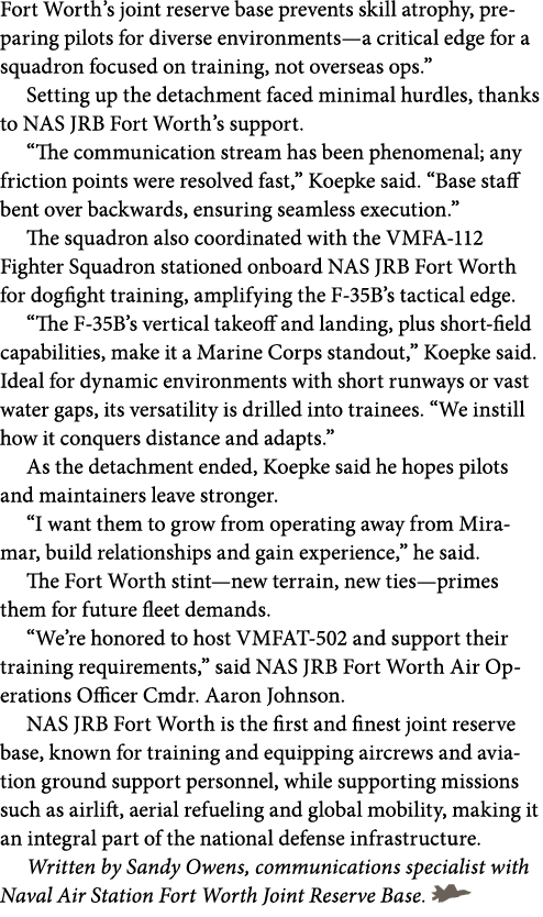 Fort Worth’s joint reserve base prevents skill atrophy, preparing pilots for diverse environments—a critical edge for...