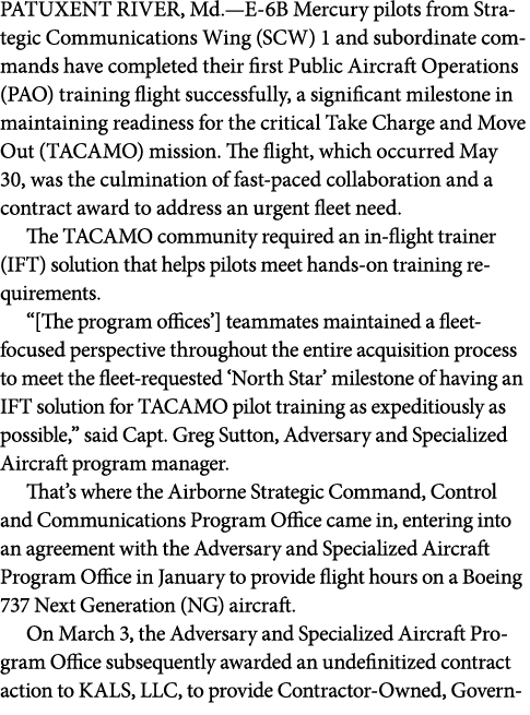 PATUXENT RIVER, Md.—E 6B Mercury pilots from Strategic Communications Wing (SCW) 1 and subordinate commands have comp...