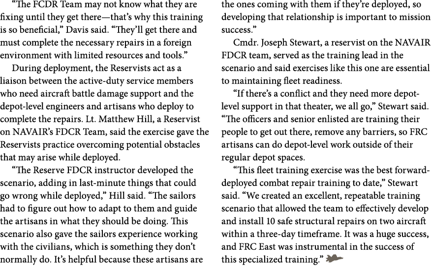 “The FCDR Team may not know what they are fixing until they get there—that’s why this training is so beneficial,” Dav...